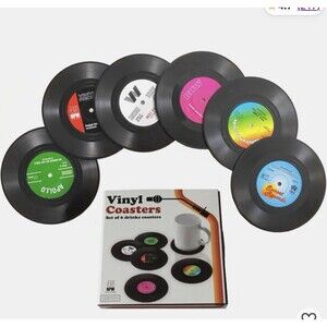 Retro Vinyl Coasters 6 Pack Cool Drinks Coasters Great Housewarming Gift Music